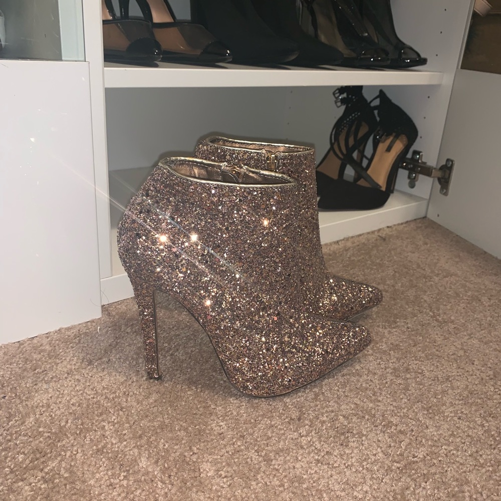 Gold SHI Sparkly Ankle Booties